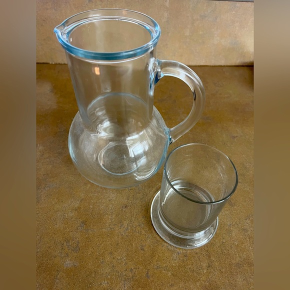 Vintage Clear Glass Pitcher and Tumbler Set